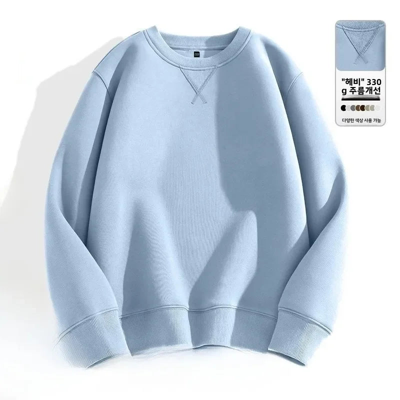 Unisex round Neck Sweatshirt Pure Color American Sle Spring Autumn Casual Jacket Loose Fit Cotton Polyester Easy Care