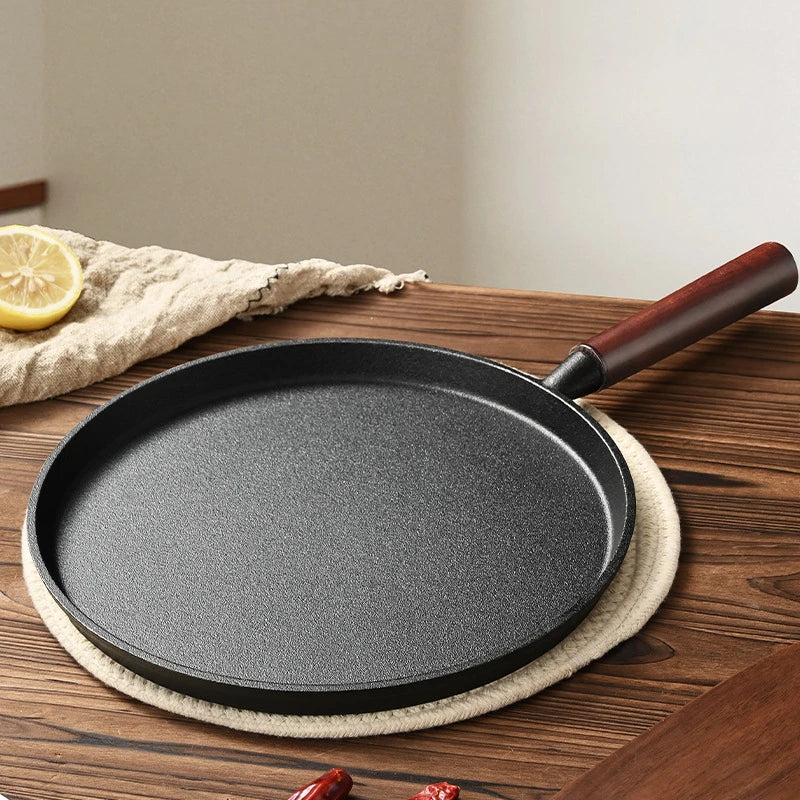 20/23/26cm Cast Iron Flat Pan, Household Uncoated Pancake Pan, Hand-held Pancake, Non-stick Pancake, Kitchen Baking Tool