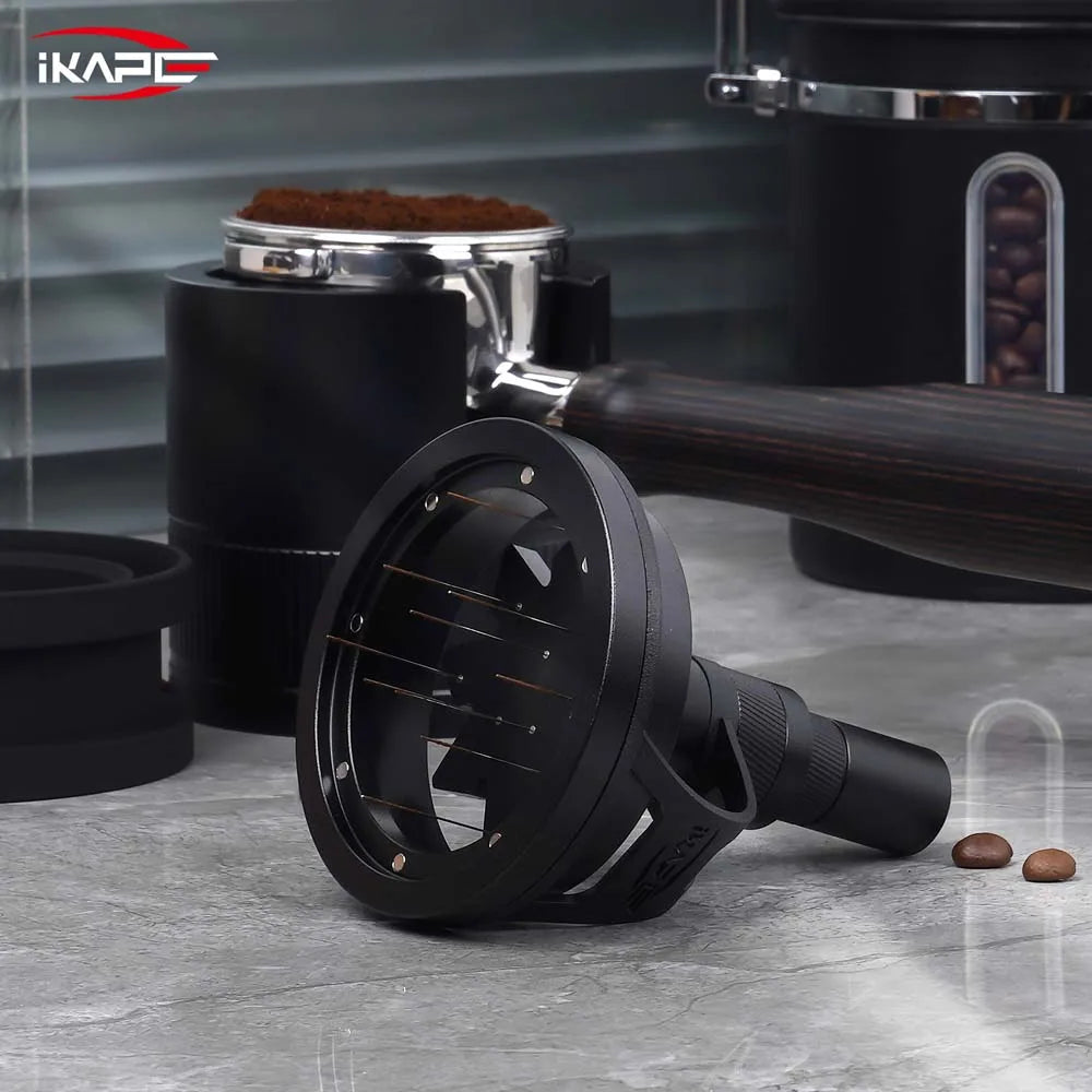 IKAPE Wdt Tool Espresso Rotary 51MM 51MM 58MM,Espresso Coffee Stirrer With Dosing Funnel&Stand Coffee Maker Accessories