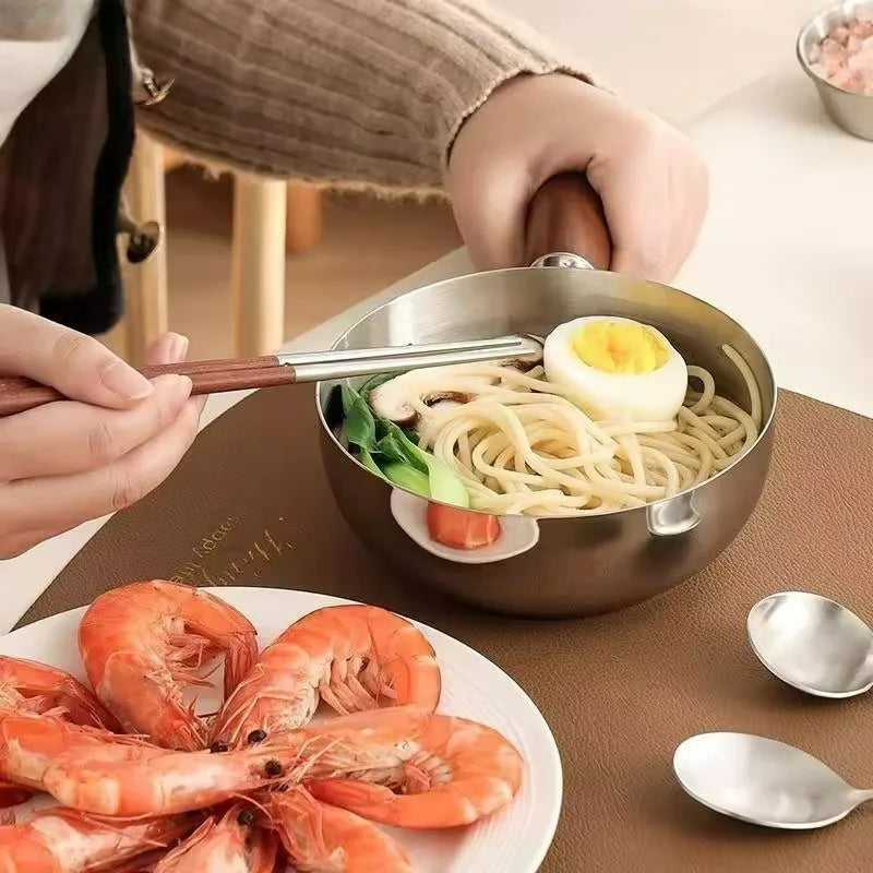 Stainless Steel Saucepan Milk Pan with Walnut Wood Handle Small Cooking Pot for Frying Egg Heating Milk 316 Steel KitchenCooking