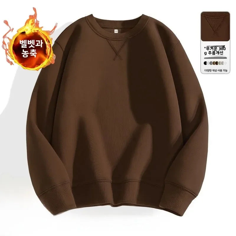 Unisex round Neck Sweatshirt Pure Color American Sle Spring Autumn Casual Jacket Loose Fit Cotton Polyester Easy Care