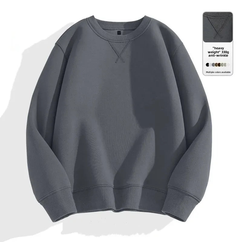 Unisex round Neck Sweatshirt Pure Color American Sle Spring Autumn Casual Jacket Loose Fit Cotton Polyester Easy Care