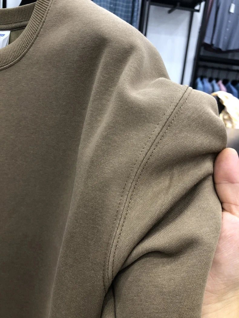 Daily Casual Sweatshirts for Men Fashion Solid Pullover Streetwear Black White O-Neck Hoodies