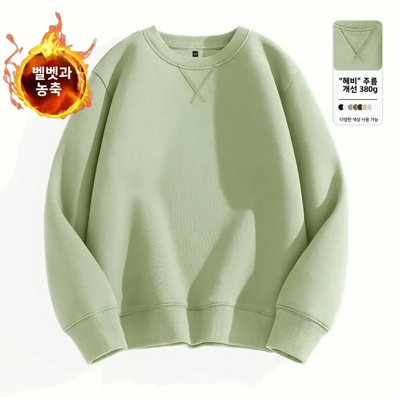 Unisex round Neck Sweatshirt Pure Color American Sle Spring Autumn Casual Jacket Loose Fit Cotton Polyester Easy Care