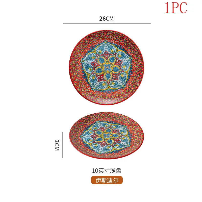 Bohemian Ceramic Plate Home Western Cuisine Plate Creative Cuisine Plate Restaurant