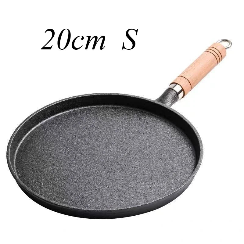 20/23/26cm Cast Iron Flat Pan, Household Uncoated Pancake Pan, Hand-held Pancake, Non-stick Pancake, Kitchen Baking Tool