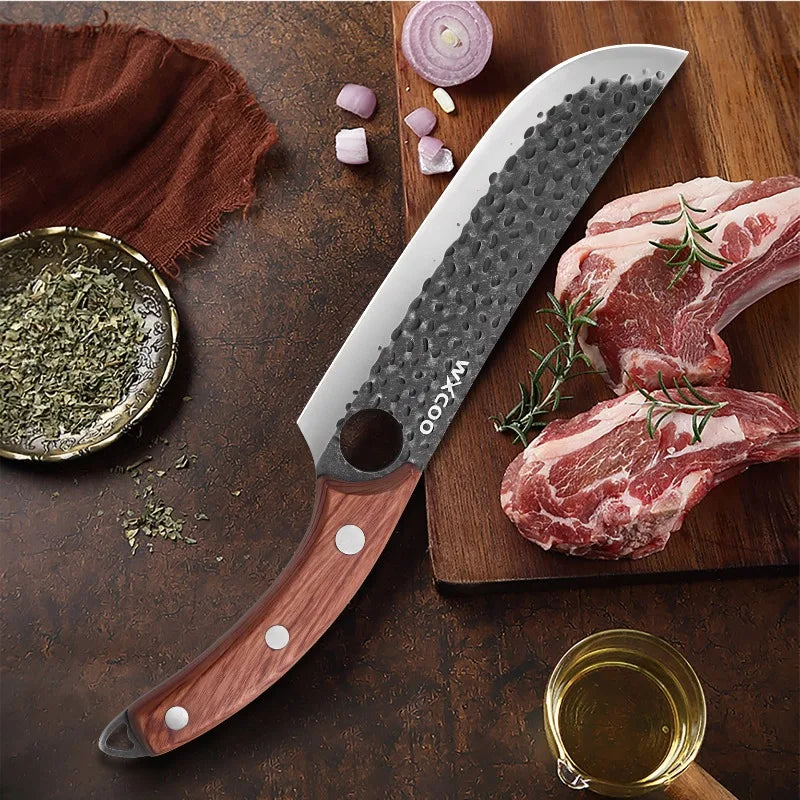 WXCOO Kitchen Knife Hand-Forged Boning Knife for Fish Meat Cutting Stainless Steel Barbecue Knife Houshold Cooking Accessories