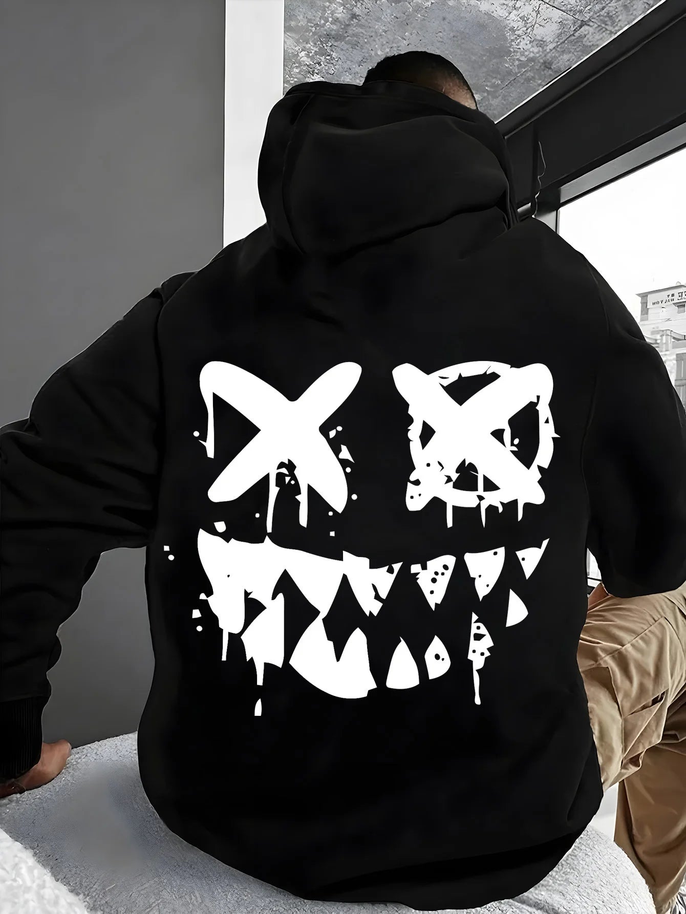 Weird Face Graphic Printing Autumn and Winter Pure Cotton Men's and Women's Hoodies Outdoor Street Sports Training Brand Trendy