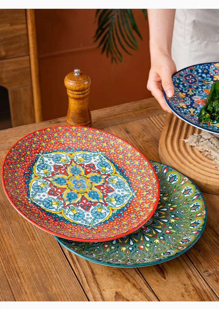 Bohemian Ceramic Plate Home Western Cuisine Plate Creative Cuisine Plate Restaurant