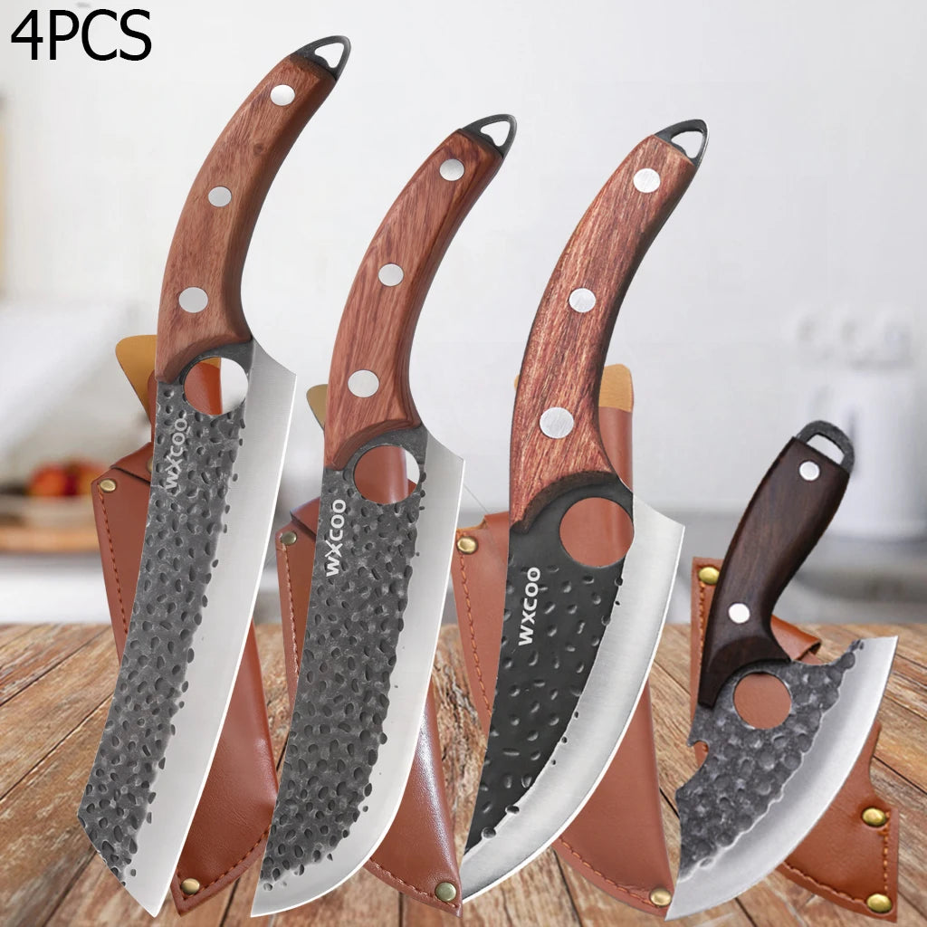 WXCOO Kitchen Knife Hand-Forged Boning Knife for Fish Meat Cutting Stainless Steel Barbecue Knife Houshold Cooking Accessories