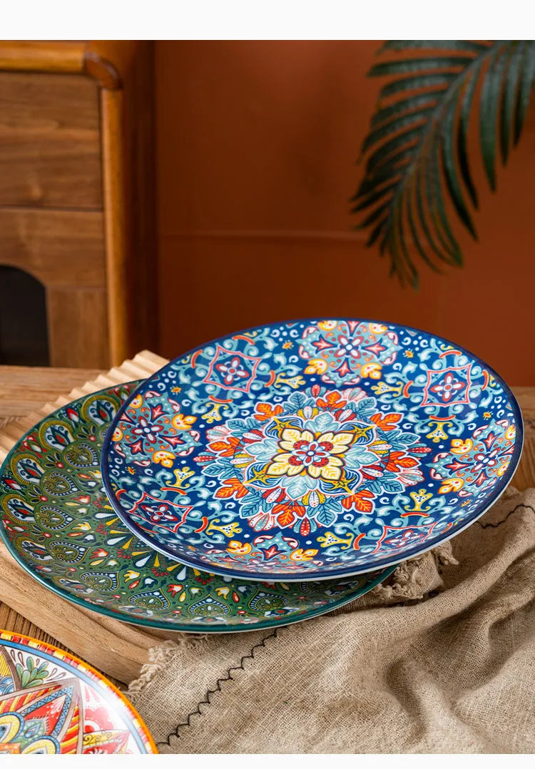 Bohemian Ceramic Plate Home Western Cuisine Plate Creative Cuisine Plate Restaurant