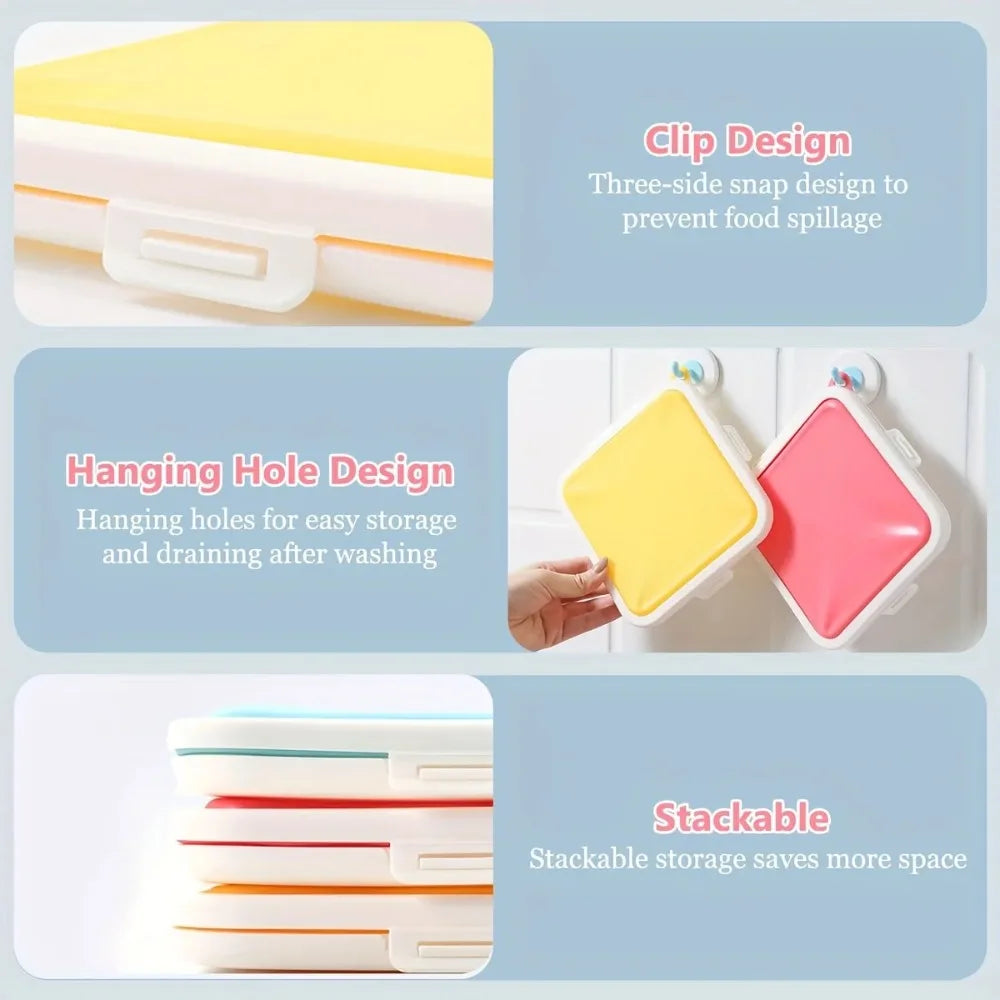 Silicone Sandwich Storage Box Sandwich Containers Heated Snap Off for Fruit Salad Snacks Food Lunch Box for Picnic Travel