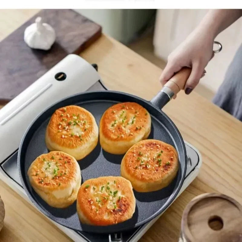 20/23/26cm Cast Iron Flat Pan, Household Uncoated Pancake Pan, Hand-held Pancake, Non-stick Pancake, Kitchen Baking Tool