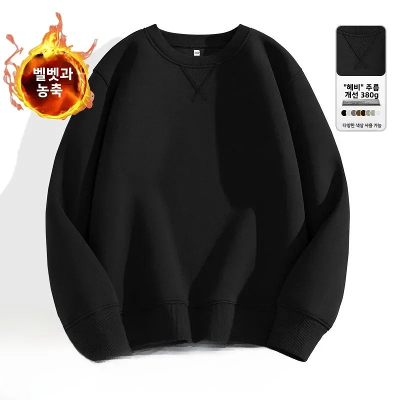 Unisex round Neck Sweatshirt Pure Color American Sle Spring Autumn Casual Jacket Loose Fit Cotton Polyester Easy Care