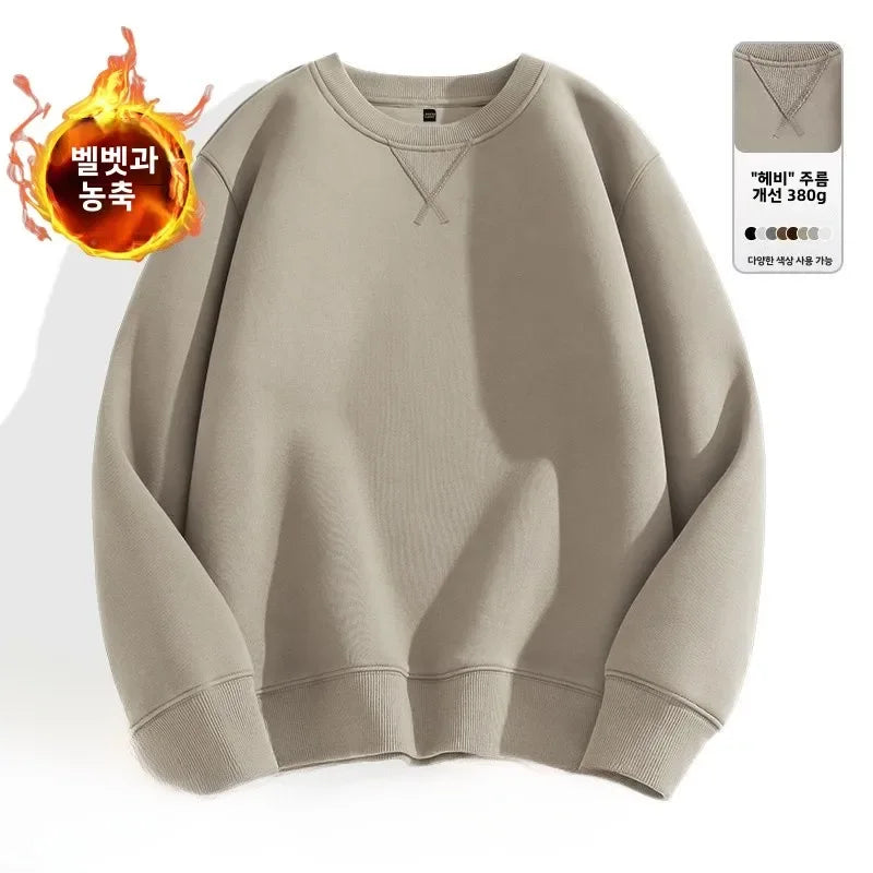 Unisex round Neck Sweatshirt Pure Color American Sle Spring Autumn Casual Jacket Loose Fit Cotton Polyester Easy Care