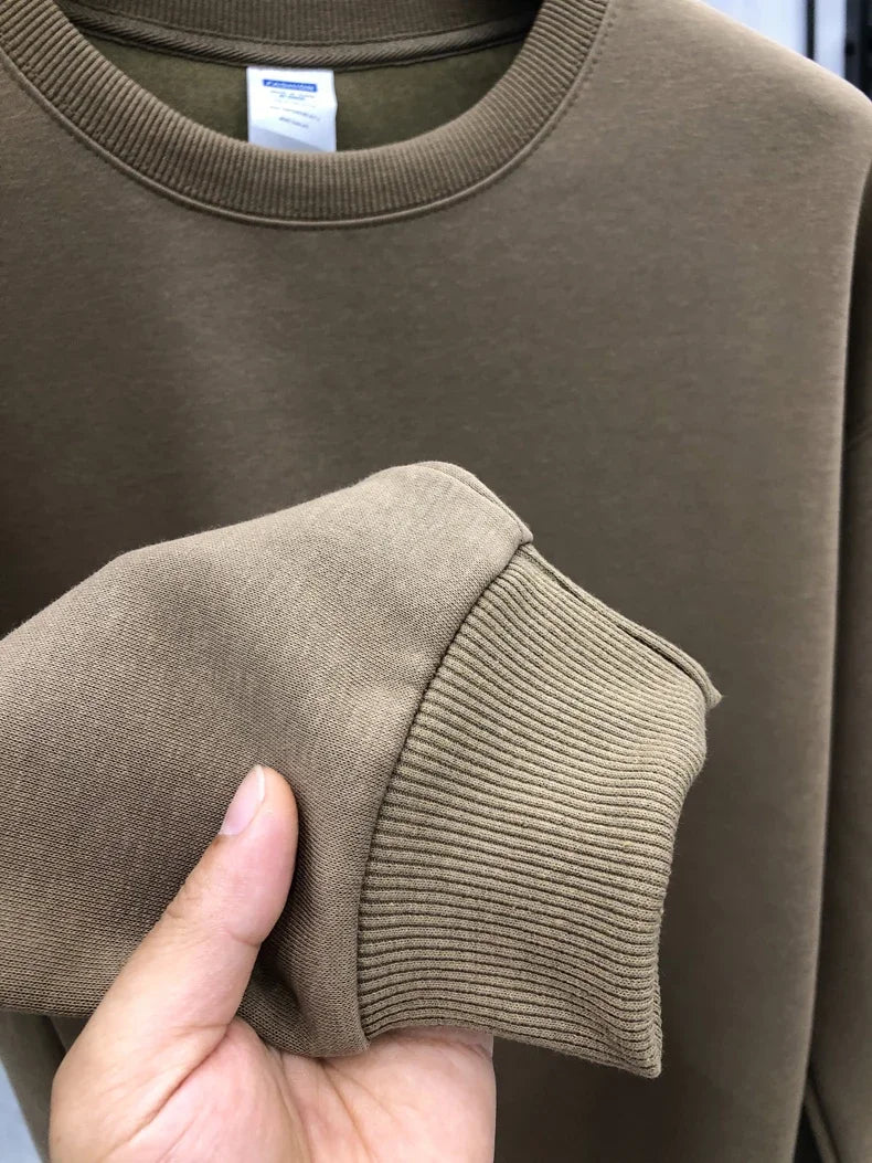 Daily Casual Sweatshirts for Men Fashion Solid Pullover Streetwear Black White O-Neck Hoodies