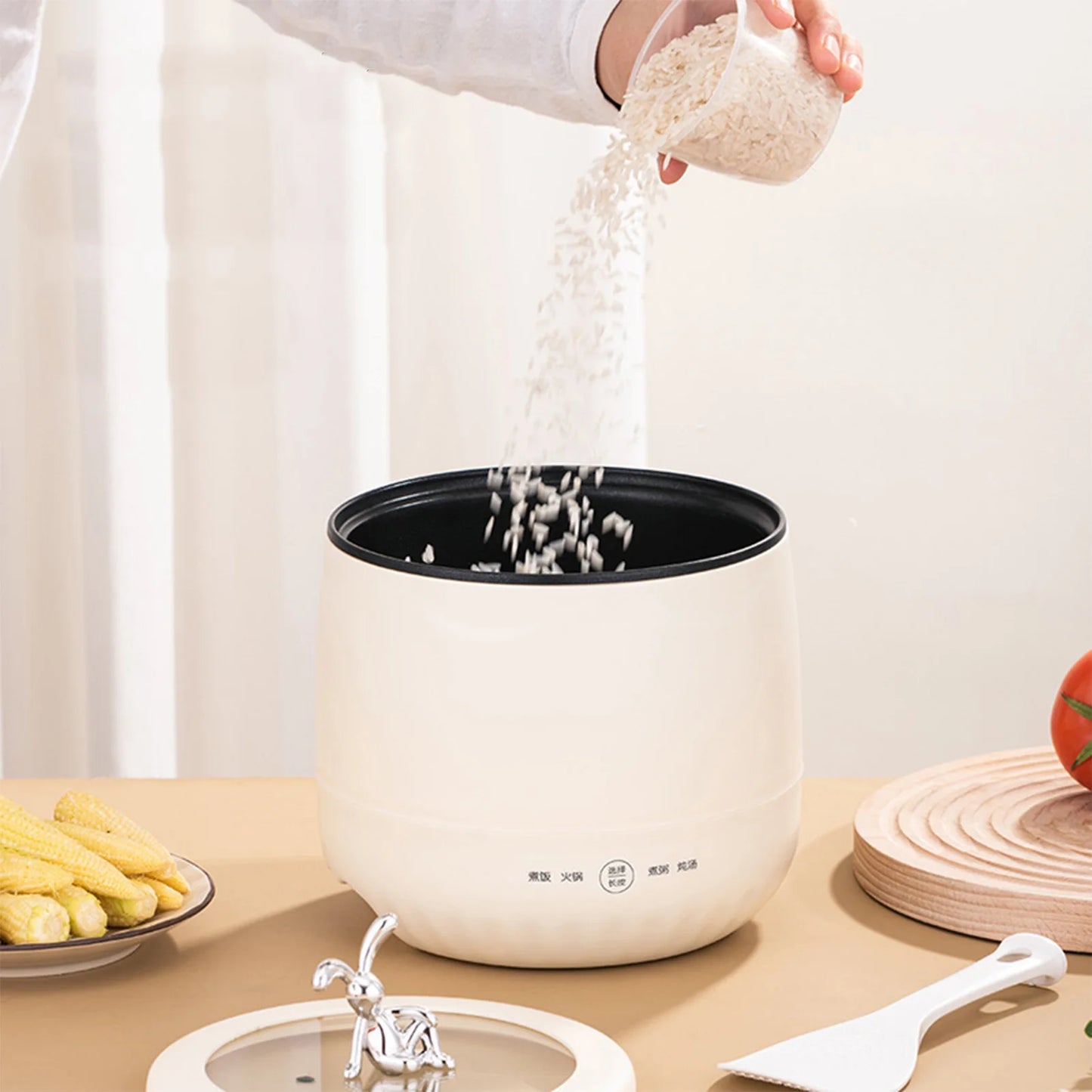 Mini Rice Cooker 1.8L Non Stick Smart Electric Rice Cooker for Grain Soup Porridge Stews