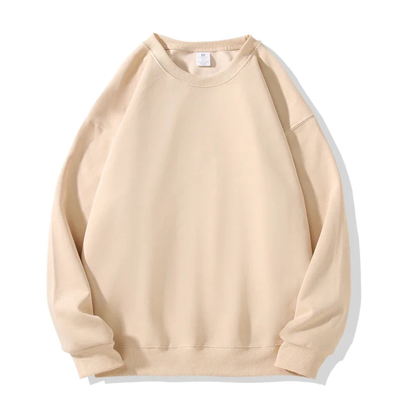 Daily Casual Sweatshirts for Men Fashion Solid Pullover Streetwear Black White O-Neck Hoodies