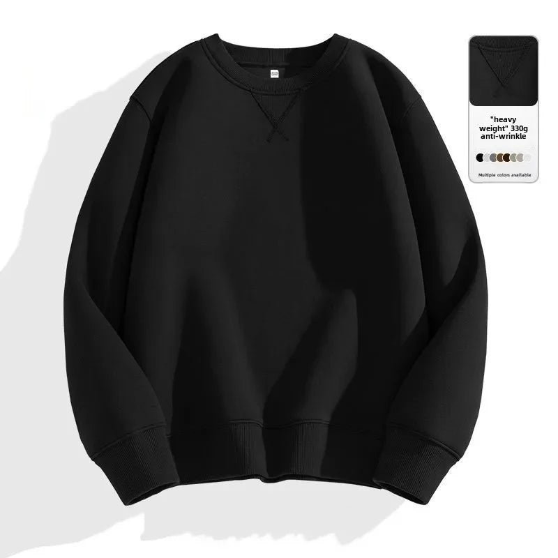 Unisex round Neck Sweatshirt Pure Color American Sle Spring Autumn Casual Jacket Loose Fit Cotton Polyester Easy Care