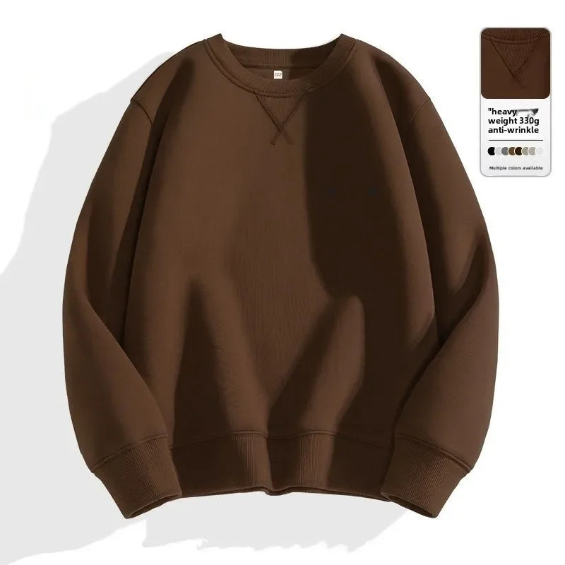Unisex round Neck Sweatshirt Pure Color American Sle Spring Autumn Casual Jacket Loose Fit Cotton Polyester Easy Care