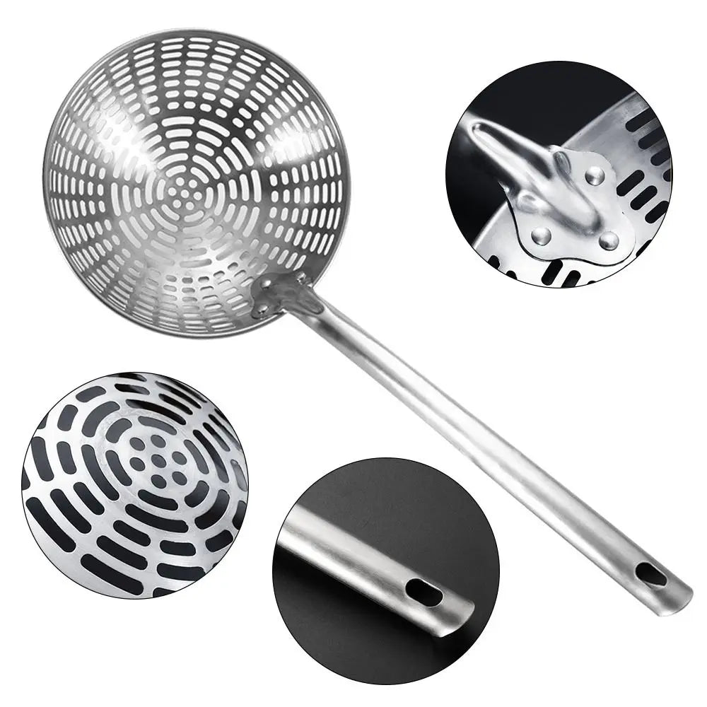 Stainless Steel Colander Long Handle Oil Frying Kitchen Fried Food Net Sieve Tool Spoon Leaky Spoon Household Cooking Tool