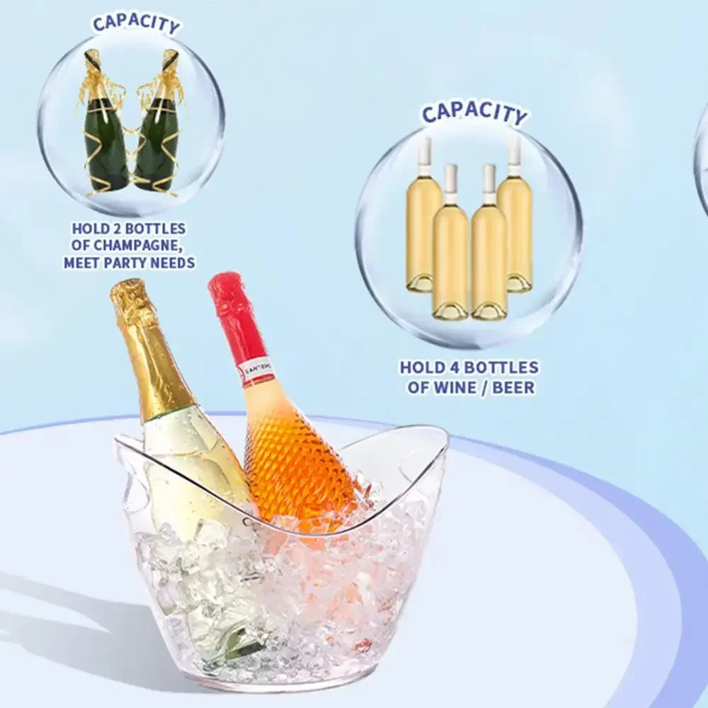 4L Clear Ice Bucket Beverage Tub Handle Cooling Large Ice Bucket for Wine Champagne Bar Supplies for Family Wine Beer Chiller