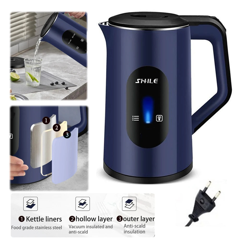 2.2L 1500W Water Boiler Stainless Steel Fast Boil Electric Kettle Hot Multifunctional Boil Water Pot For Home Making Tea Coffee
