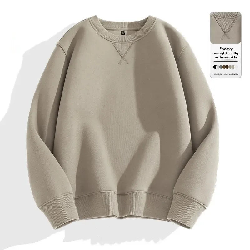 Unisex round Neck Sweatshirt Pure Color American Sle Spring Autumn Casual Jacket Loose Fit Cotton Polyester Easy Care