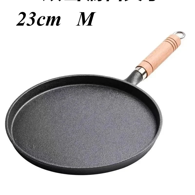 20/23/26cm Cast Iron Flat Pan, Household Uncoated Pancake Pan, Hand-held Pancake, Non-stick Pancake, Kitchen Baking Tool
