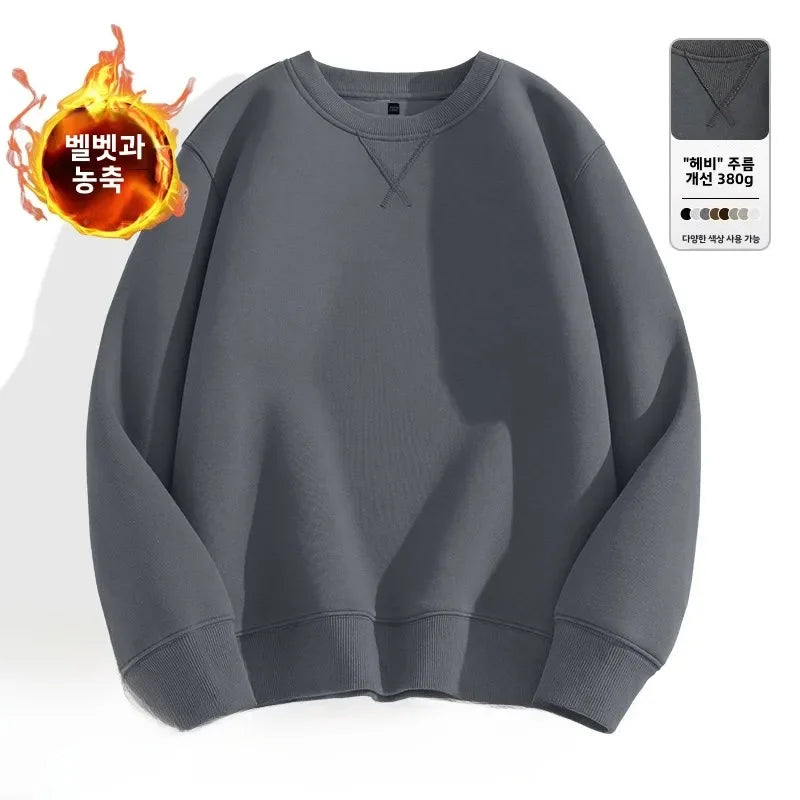 Unisex round Neck Sweatshirt Pure Color American Sle Spring Autumn Casual Jacket Loose Fit Cotton Polyester Easy Care