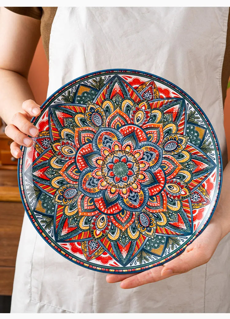 Bohemian Ceramic Plate Home Western Cuisine Plate Creative Cuisine Plate Restaurant