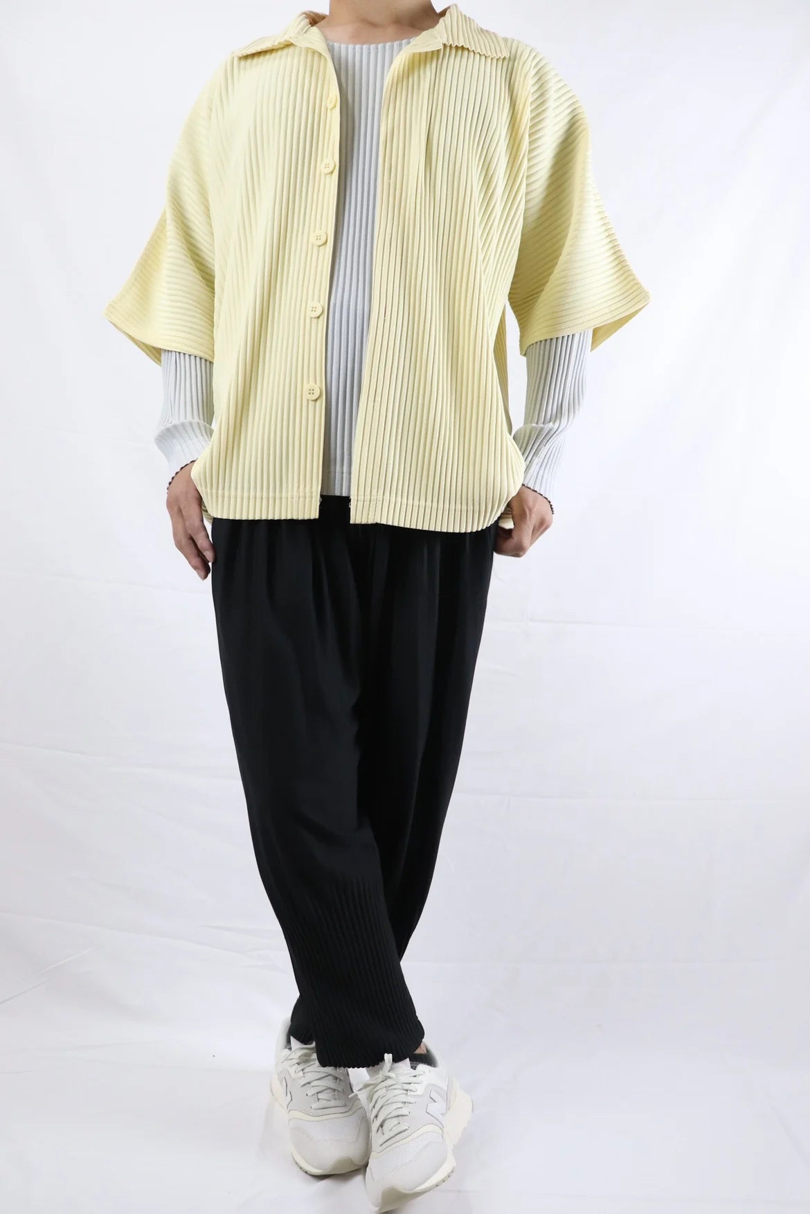 Pleats Pleated Original Short-sleeved Shirt Men's Short-sleeved Blouse 2024 Spring And Summer Loose Casual Jacket Solid Color