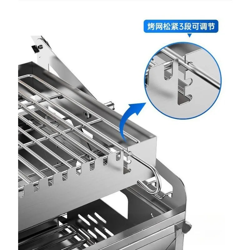 Portable Charcoal BBQ Grill Detachable Flip Outdoor Rotating Barbecue Rack