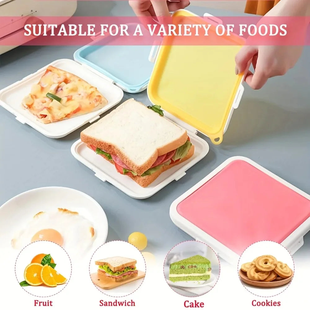 Silicone Sandwich Storage Box Sandwich Containers Heated Snap Off for Fruit Salad Snacks Food Lunch Box for Picnic Travel