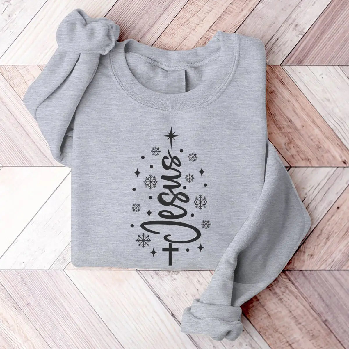 Jesus Christmas Tree Men Women Sweatshirt Christian Christmas Cross Graphic Men's Women's Sweater Festive Holiday Casual Sweater