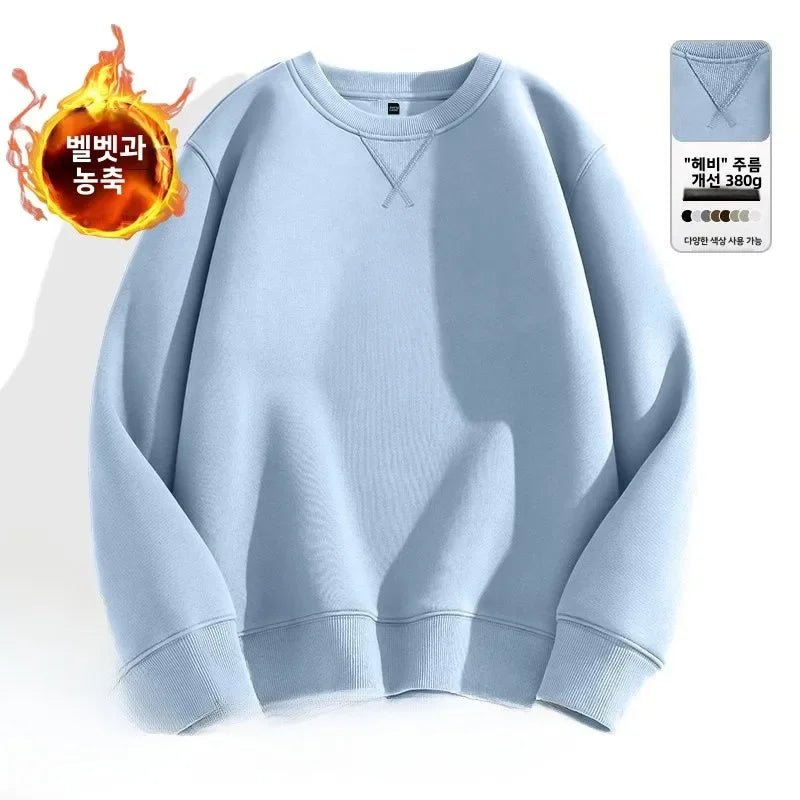 Unisex round Neck Sweatshirt Pure Color American Sle Spring Autumn Casual Jacket Loose Fit Cotton Polyester Easy Care