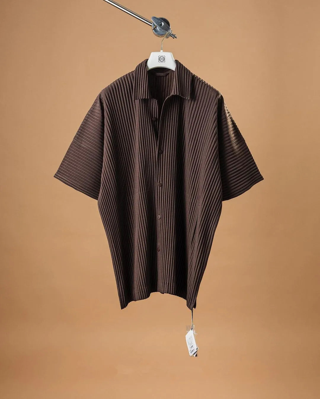 Pleats Pleated Original Short-sleeved Shirt Men's Short-sleeved Blouse 2024 Spring And Summer Loose Casual Jacket Solid Color