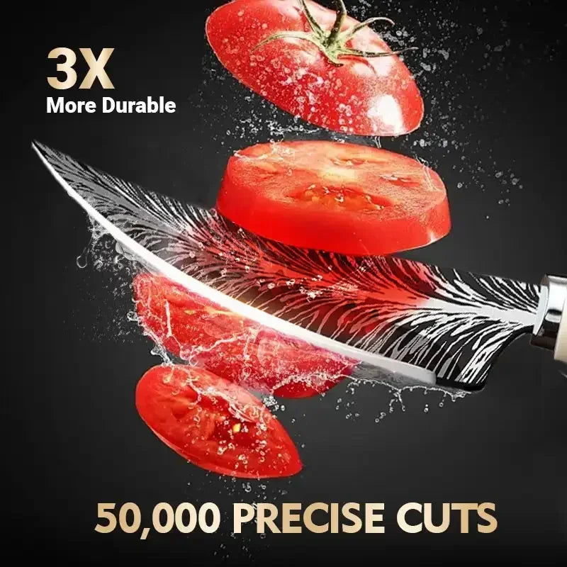 1PC Boning knife with sharp curved blade for gift box Kitchen High hardness forging Damascus texture knife Sharp fruit knife