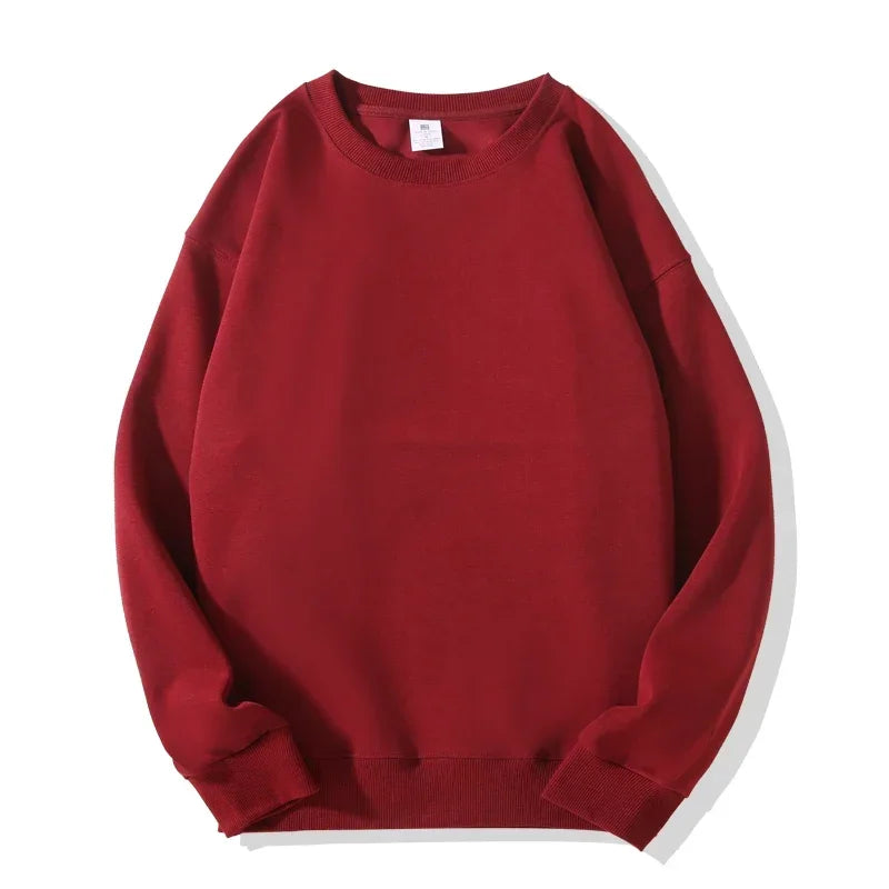 Daily Casual Sweatshirts for Men Fashion Solid Pullover Streetwear Black White O-Neck Hoodies