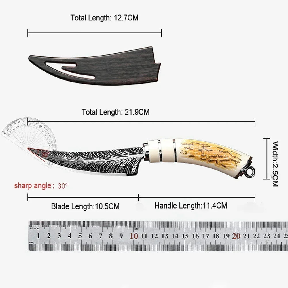 1PC Boning knife with sharp curved blade for gift box Kitchen High hardness forging Damascus texture knife Sharp fruit knife