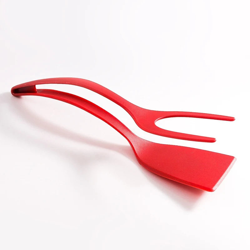 2 in 1 Nylon Grip Flip Tongs with Egg Spatula And Steak Turner Clamp Fish French Special Kitchen Utensils Cooking Tool CFQJ004