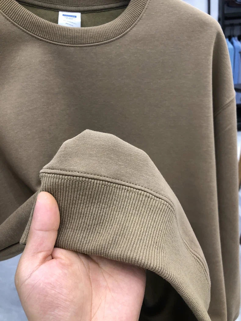 Daily Casual Sweatshirts for Men Fashion Solid Pullover Streetwear Black White O-Neck Hoodies
