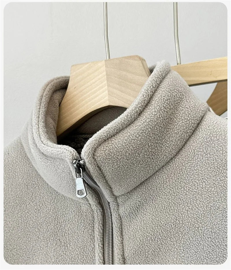 2025 Fashion Polar Fleece Sweatshirt Women's Stand-up Collar Short Coat Autumn Winter Zipper-up Thicken Jacket Lady Warm Tops