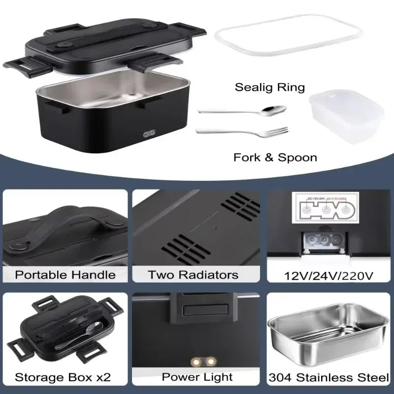 1.8 L 75W Electric Lunch Box Food Warmer Side Leak Proof Portable Lunch Heater for Commuters and Truck Drivers