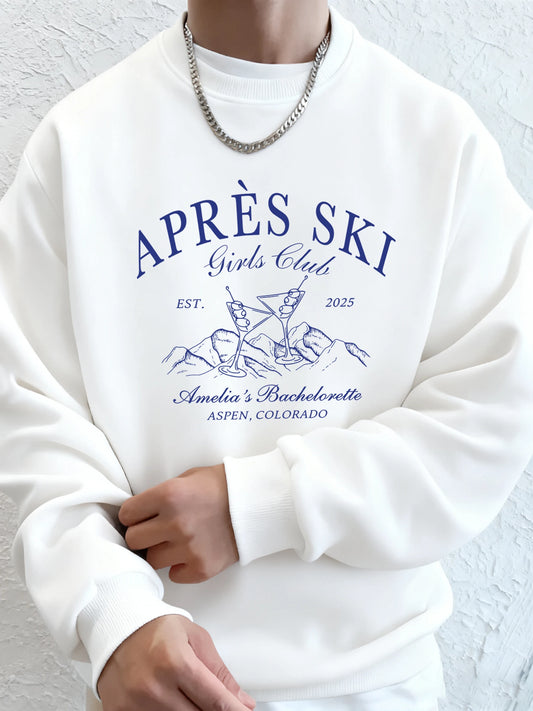 Apres Ski Aspen Colorado Print Men Fashion Hoodie O-Neck Fleece Tops Street Pocket Sweatshirts Comfortable Basics Pullovers