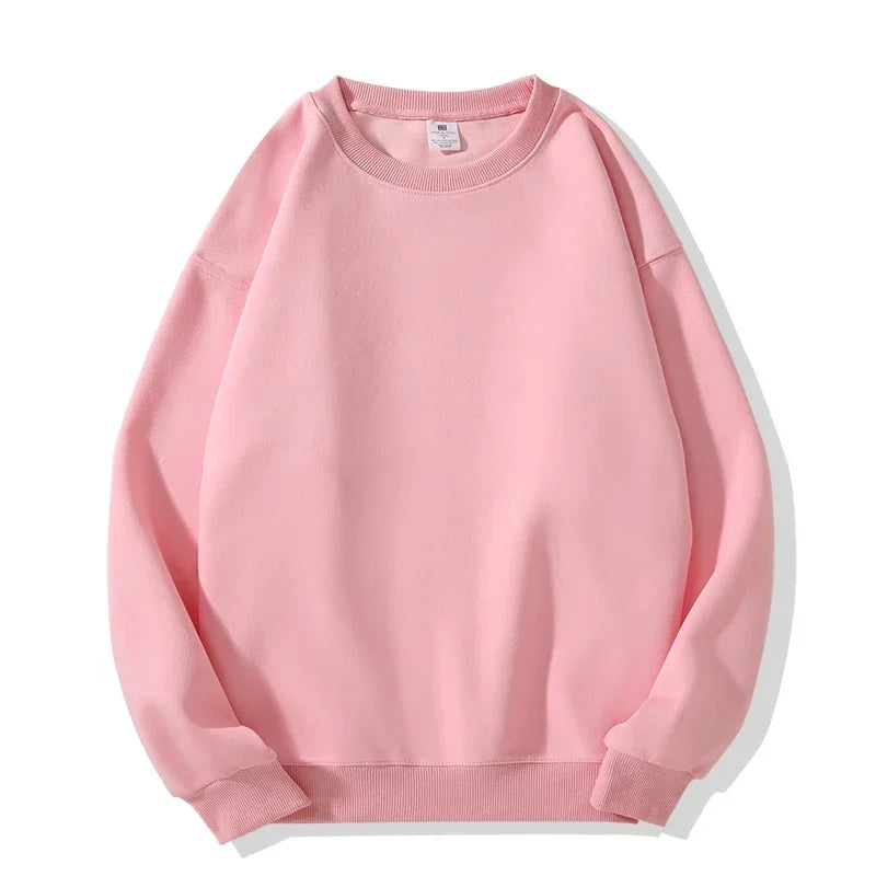 Daily Casual Sweatshirts for Men Fashion Solid Pullover Streetwear Black White O-Neck Hoodies