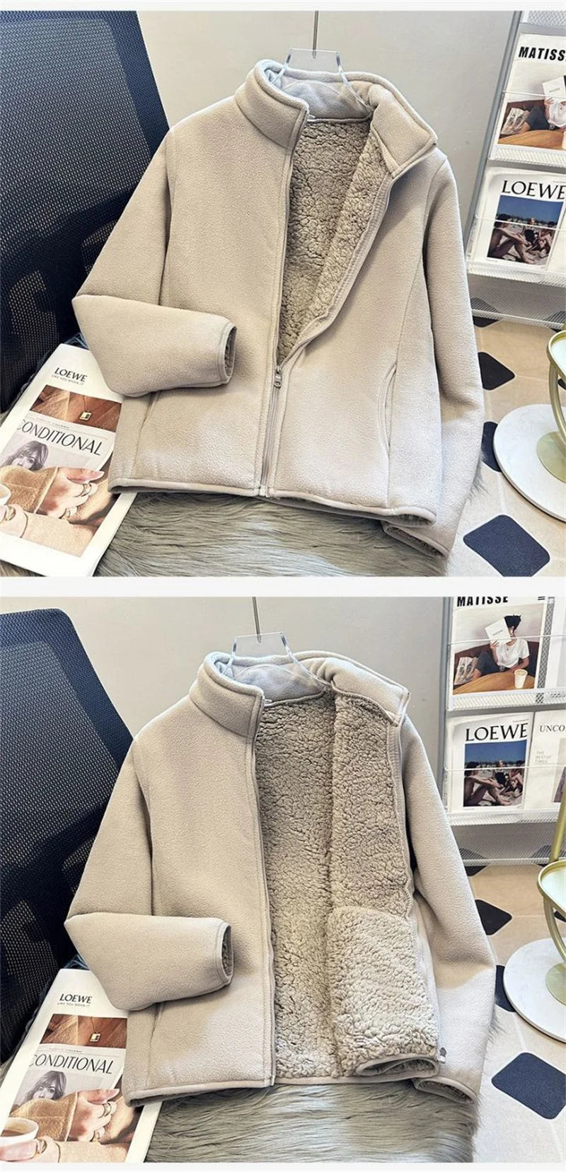 2025 Fashion Polar Fleece Sweatshirt Women's Stand-up Collar Short Coat Autumn Winter Zipper-up Thicken Jacket Lady Warm Tops