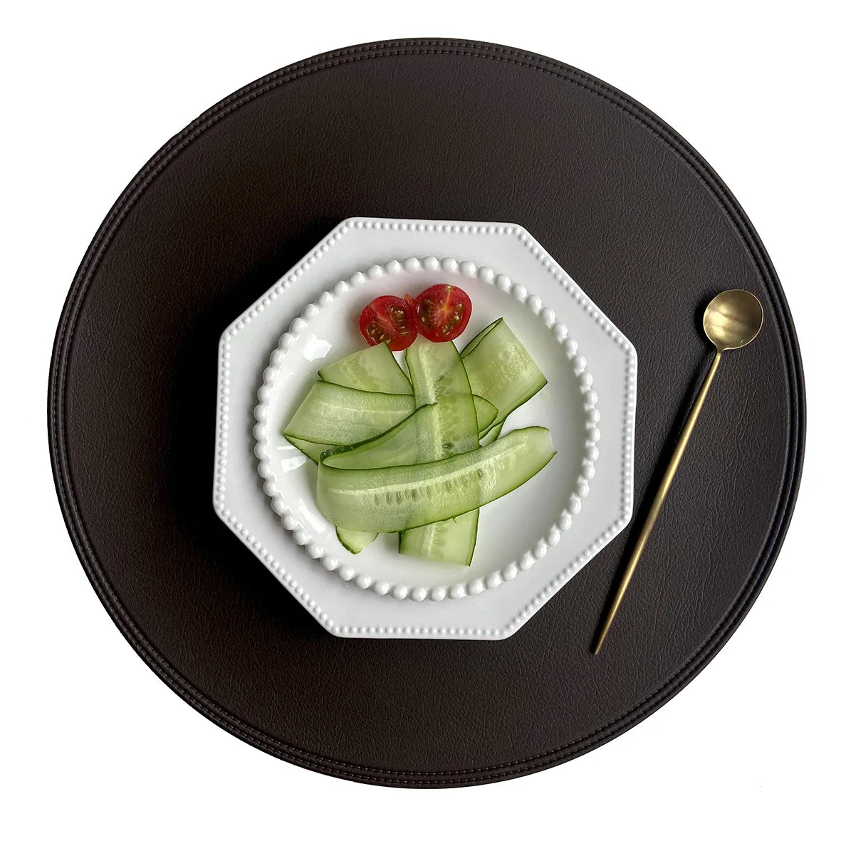 1/2/6PCS Black Round Placemats Set Luxury Shaped Fuax Leather PU Coffe Table Mat Cafe Pad Christmas Decor Kitchen Accessories