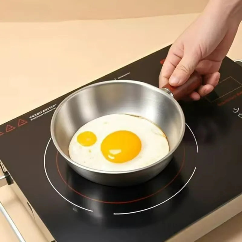 Stainless Steel Saucepan Milk Pan with Walnut Wood Handle Small Cooking Pot for Frying Egg Heating Milk 316 Steel KitchenCooking