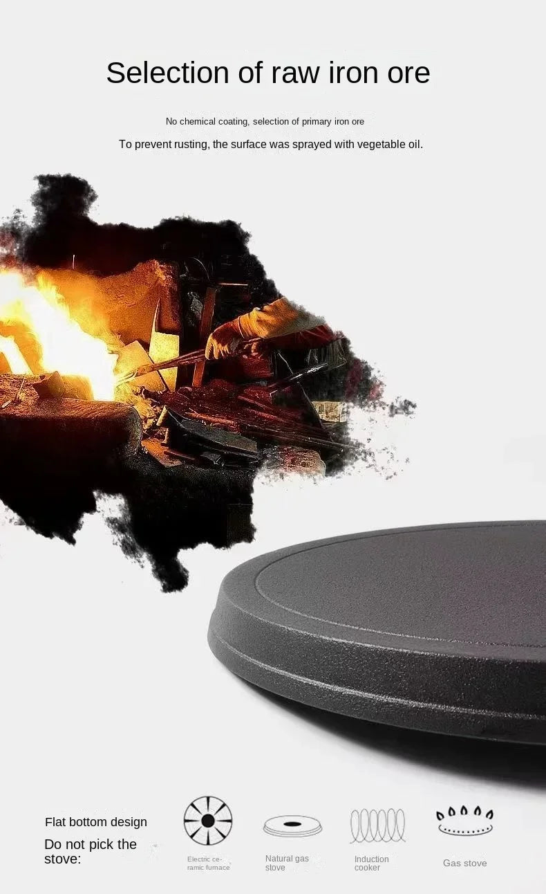 20/23/26cm Cast Iron Flat Pan, Household Uncoated Pancake Pan, Hand-held Pancake, Non-stick Pancake, Kitchen Baking Tool